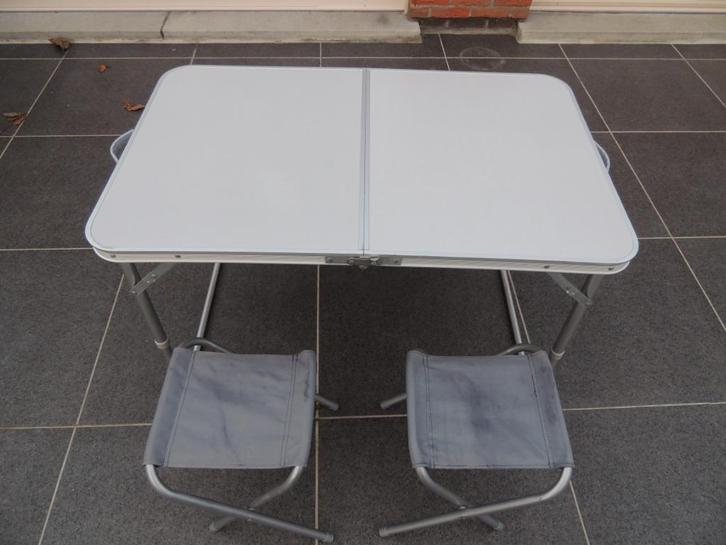 Opvouwbare Campingtafel met 4 Opvouwbare stoeltjes, Caravans en Kamperen, Kampeermeubelen, Zo goed als nieuw, Campingtafel, Ophalen of Verzenden