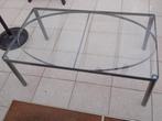 INOX (Salon) TAFELTJE met GLAS, Huis en Inrichting, Ophalen, 100 tot 150 cm, Zo goed als nieuw, Glas