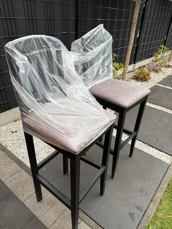 2 Barkrukken – Zwart Frame met Stoffen Zitting (Ongebruikt), Huis en Inrichting, Barkrukken, Zo goed als nieuw, Ophalen