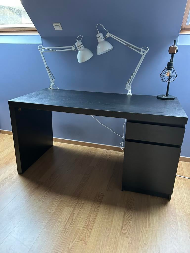 Zwart bureau IKEA - MALM, Maison & Meubles, Bureaux, Enlèvement, Comme neuf, IKEA, Noir