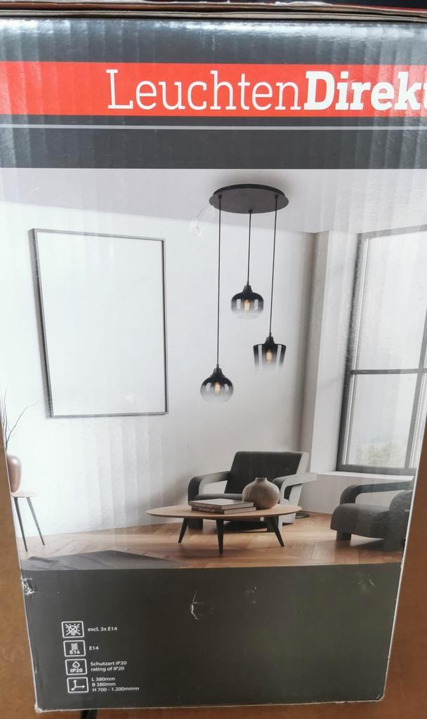 Suspension LED, 3 lumière, verre fumé noir, lampe de salon, Maison & Meubles, Lampes | Suspensions, Neuf, Verre, Enlèvement