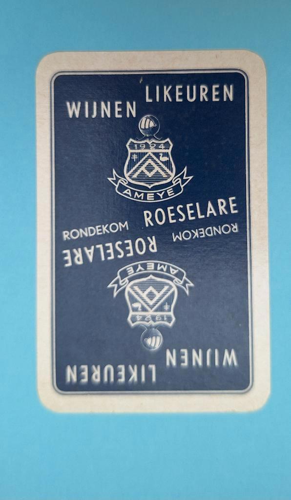 Speelkaart Roeselare_likeuren_blauw_209, Verzamelen, Speelkaarten, Jokers en Kwartetten, Gebruikt, Speelkaart(en), Ophalen of Verzenden