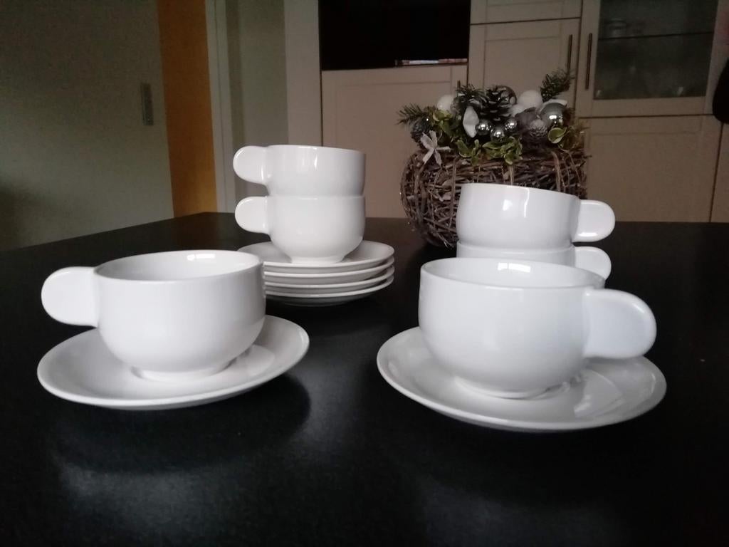 Wit porselein koffieserviesje, nieuw, Ophalen of Verzenden, Porselein