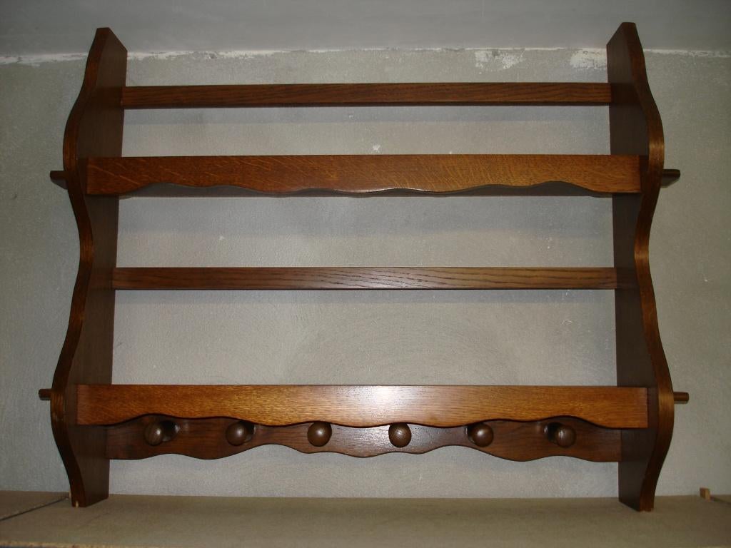 Prachtige eiken kapstok met 6 haken en hoedenplank., Gebruikt, Minder dan 100 cm, Hout, Ophalen