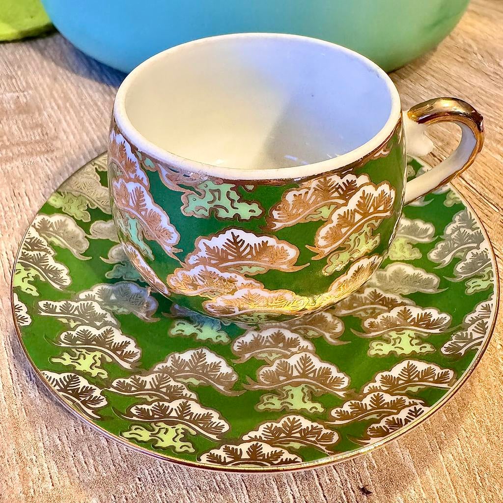 Porseleinen kopje en schoteltje - handgeschilderd - Japan, Antiek en Kunst, Antiek | Porselein, Ophalen