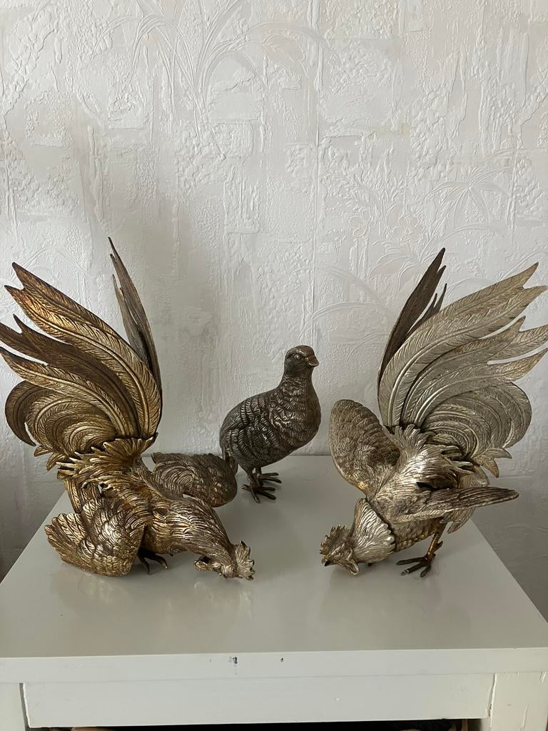 Paire de coq de combat et une poule, Collections, Enlèvement, Utilisé