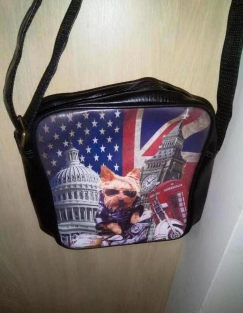 Schoudertas met Yorkshireterriër op -> 2€, Ophalen, Zo goed als nieuw