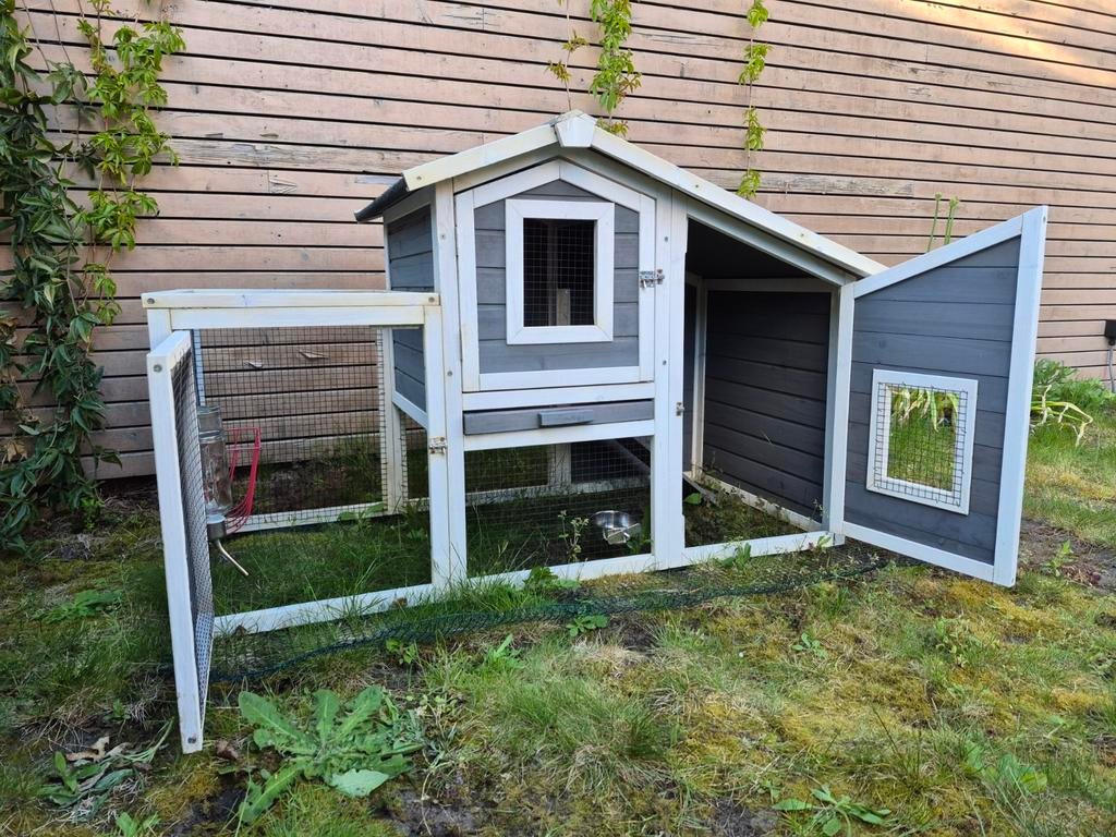 Konijnenhok in prima staat, Dieren en Toebehoren, Knaagdieren en Konijnen | Hokken en Kooien, Zo goed als nieuw, Hok, 60 tot 90 cm