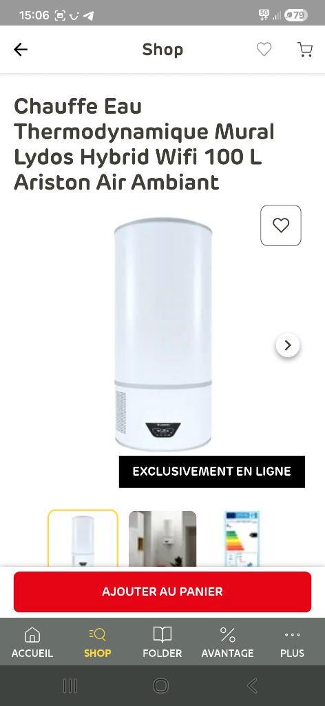 Chauffe eau thermodynamique Ariston Lydos Wi-Fi C 100litre, Doe-het-zelf en Bouw, Chauffageketels en Boilers, Nieuw, Geiser, 100 liter of meer