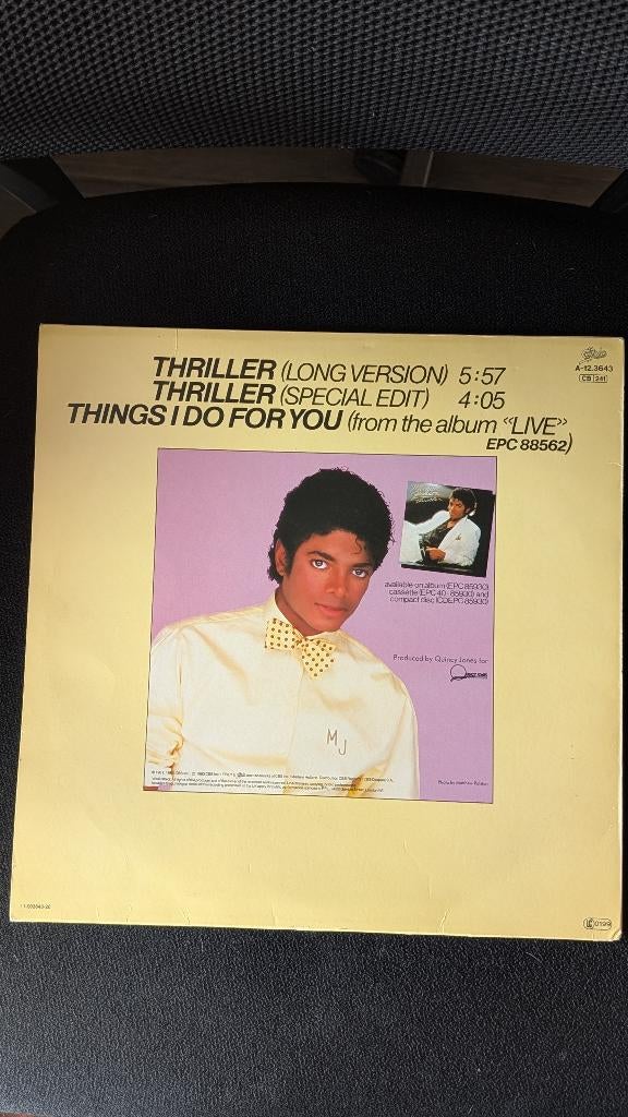 Vinyle Michael Jackson – Thriller (maxi 45 tours 12"), CD & DVD, Vinyles | Pop, Utilisé, Avec pochette intérieure, 1980 - 1989