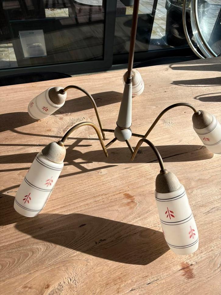 Vintage mid-century luster ‘sputnik / spider’ retro 50 á 60., Huis en Inrichting, Lampen | Kroonluchters, Zo goed als nieuw, Ophalen of Verzenden