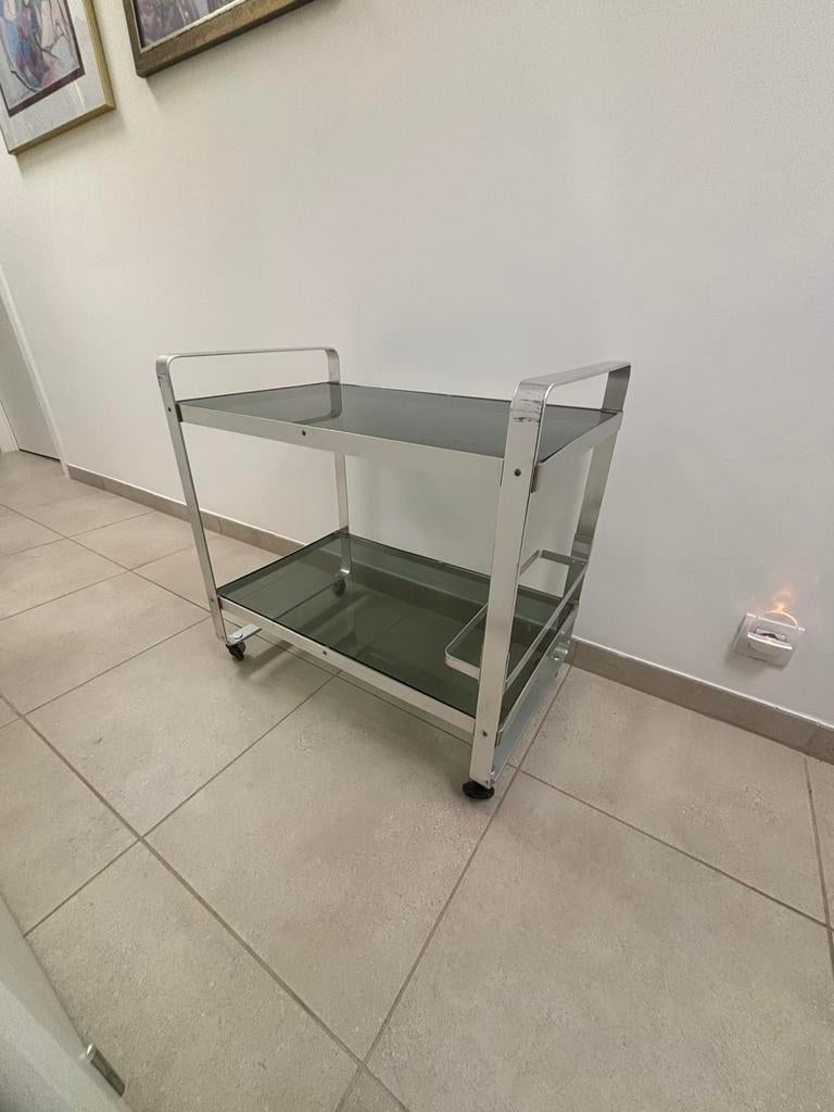 VINTAGE SPACE AGE SERVEERWAGEN VAN AV HANDWERK, Maison & Meubles, Tables | Dessertes, Comme neuf, Enlèvement