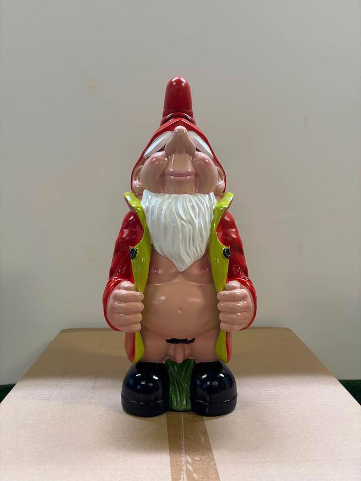 Kabouter Jopie naakt tuindecoratie bloot, Tuin en Terras, Tuinbeelden, Nieuw, Tuinkabouter, Kunststof, Ophalen of Verzenden