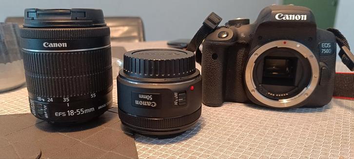 Canon EOS 750D bijhorende lenzen en zakje, Audio, Tv en Foto, Fotocamera's Analoog, Ophalen