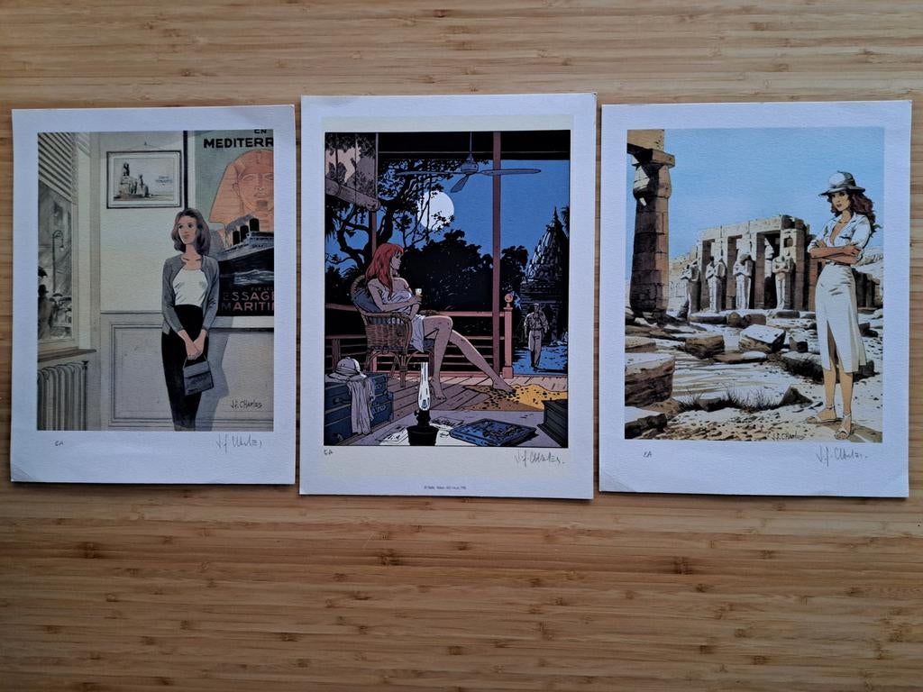 Proefdruk E.A. 3X Ex-libris J.f.Charles, India dreams, Ophalen of Verzenden