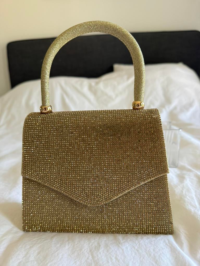 Sac à strass 'Jackie' doré, Bijoux, Sacs & Beauté, Sacs | Sacs Femme, Enlèvement ou Envoi, Neuf, Autres couleurs, Sac de soirée