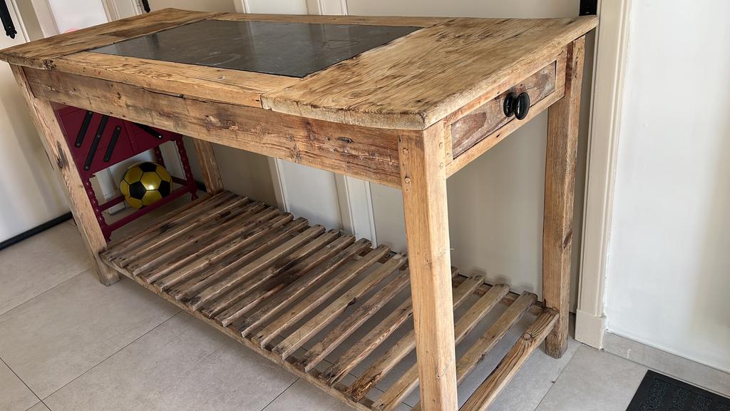 Antieke bakkerstafel, Gebruikt, 75 cm of meer, 150 tot 200 cm, Rechthoekig