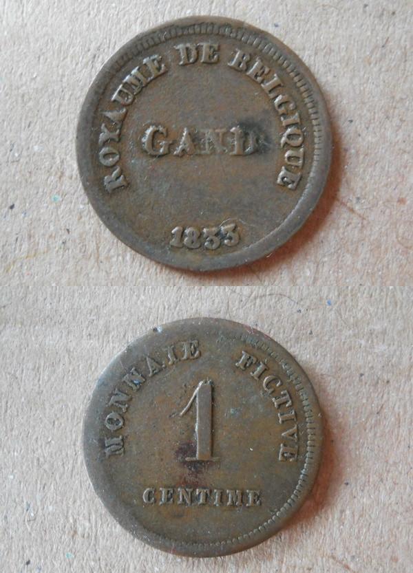 1 centime 1833 Gand  (jeton de prison)  -  Gent, Enlèvement ou Envoi