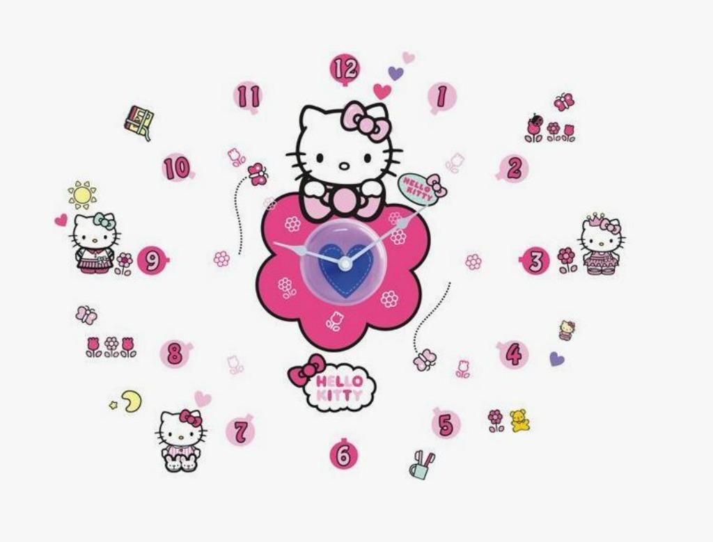Hello Kitty Wandklok met Muurstickers - VAN 19,95 VOOR 7,50!, Enfants & Bébés, Chambre d'enfant | Aménagement & Décoration, Neuf