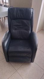 relax zetel donker blauw, Ophalen, Gebruikt, Leer, 50 tot 75 cm