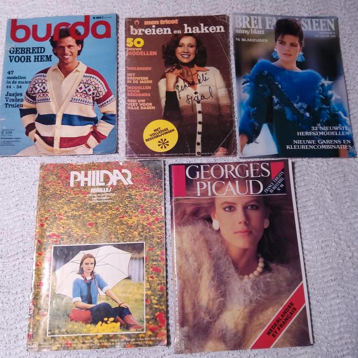 5 vintage breimagazines met handleiding. Prijs/ stuk., Hobby & Loisirs créatifs, Tricot & Crochet, Tricot ou Crochet, Enlèvement ou Envoi