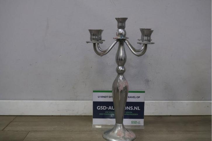 Vintage Zilverkleurige 5-Armige Kandelaar, Antiek en Kunst, Antiek | Kandelaars