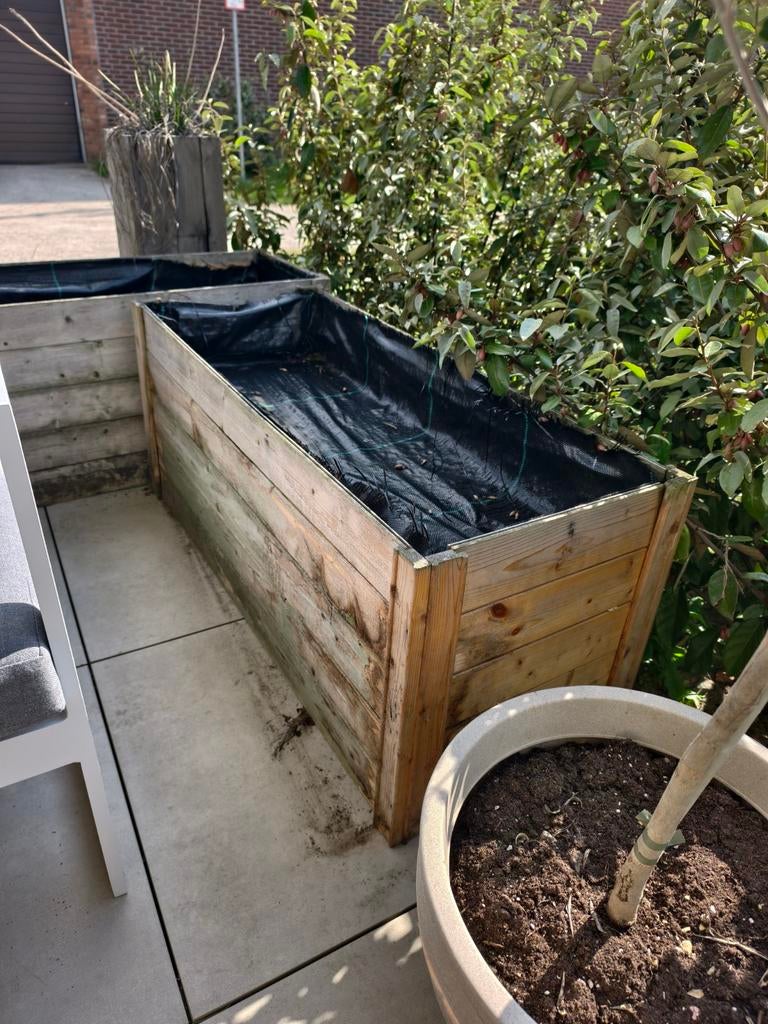 4x Houten plantenbakken bloembakken, Ophalen