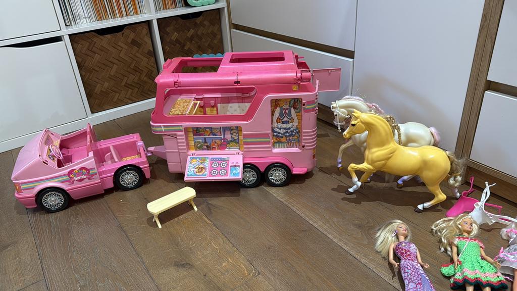 Barbie paardentrailer mobiel 1993 vintage toys, Collections, Jouets, Enlèvement ou Envoi, Utilisé