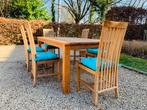 Teak TuinTafel set 220 + 6 teak stoelen + gratis kussens, Enlèvement, Comme neuf, Salons de jardin