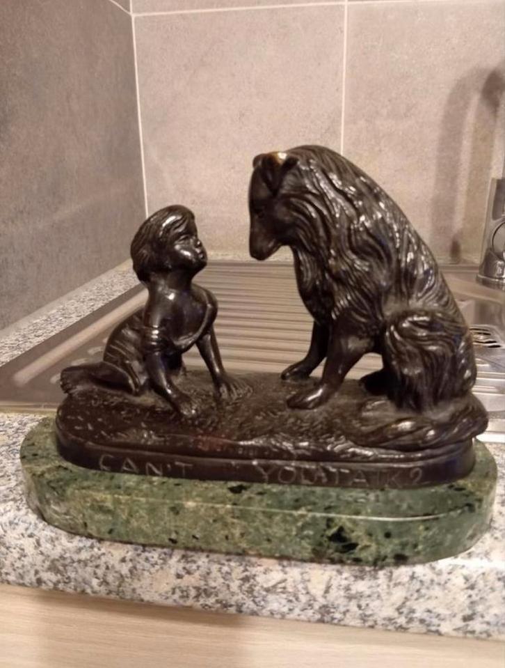 Bronzen beeld " Can't You Talk? ", Antiek en Kunst, Antiek | Brons en Koper, Ophalen of Verzenden