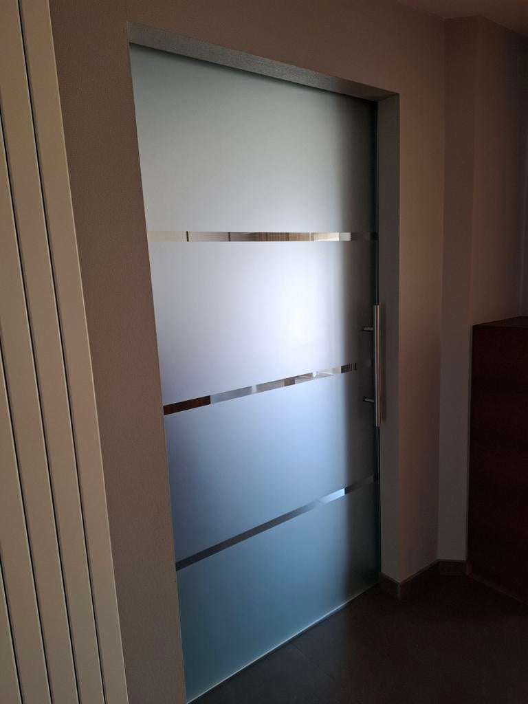 Binnendeur - Glazen schuifdeur  ca. 117 x 212, Bricolage & Construction, Fenêtres & Moustiquaires, Enlèvement, Porte coulissante