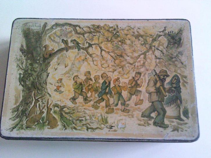 Blikken Koekjes doos sprookje Klein Duimpje ., Verzamelen, Blikken, Koek(jes), Ophalen of Verzenden