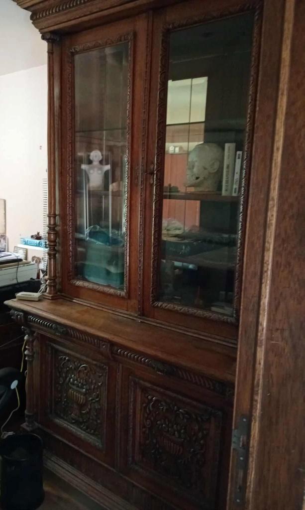 Meuble 2 corps, tête de lion, avec vitrine, Huis en Inrichting, Kasten | Vitrinekasten, Zo goed als nieuw, 200 cm of meer, 100 tot 150 cm