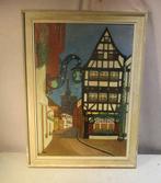Belle œuvre peinte ancienne « Maisons à colombages » - H Wit, Antiquités & Art, Enlèvement ou Envoi