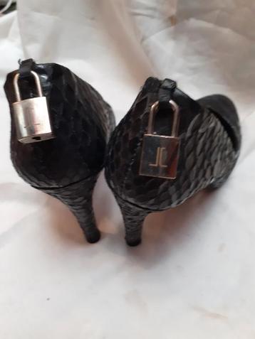 Lillie Jane couture Paris zwart lederen naaldhak schoenen beschikbaar voor biedingen