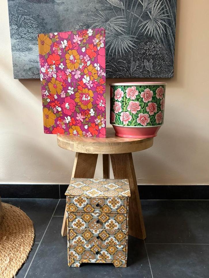 Leuke blikken pot, kleurrijke ringmap, opbergdoos schuifjes, Collections, Rétro, Enlèvement