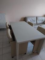 Moderne eettafel met glazen tafelblad, Ophalen, Overige materialen, 50 tot 100 cm, Zo goed als nieuw