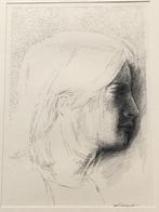 Pentekening vrouwenportret door Paul Deweerdt (Roeselare), Antiek en Kunst, Ophalen