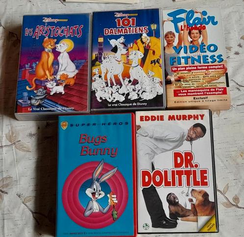 Les 101 Dalmatiens/Les Aristochats/Bugs Buny/Dr Dolittle, Cd's en Dvd's, VHS | Kinderen en Jeugd, Zo goed als nieuw, Tekenfilms en Animatie