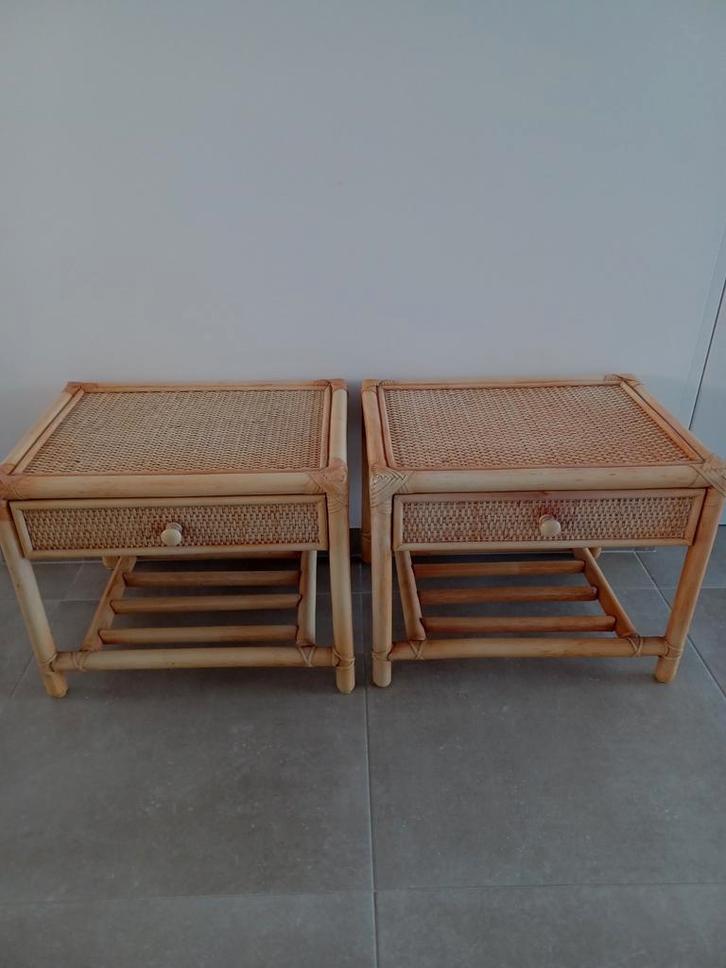 Midcentury ladekastjes in bamboe en rotan, Huis en Inrichting, Kasten | Ladekasten, Zo goed als nieuw, Ophalen