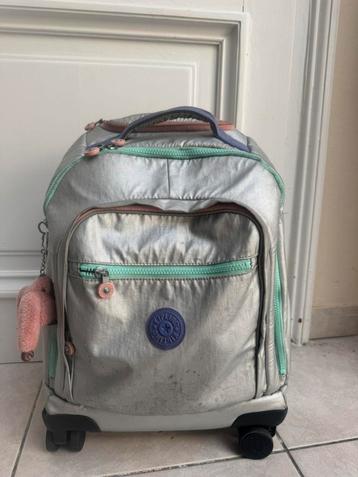 À vendre cartable Kipling Trolley metalic neon, 40 à 50 cm, Enlèvement, Utilisé, Blanc