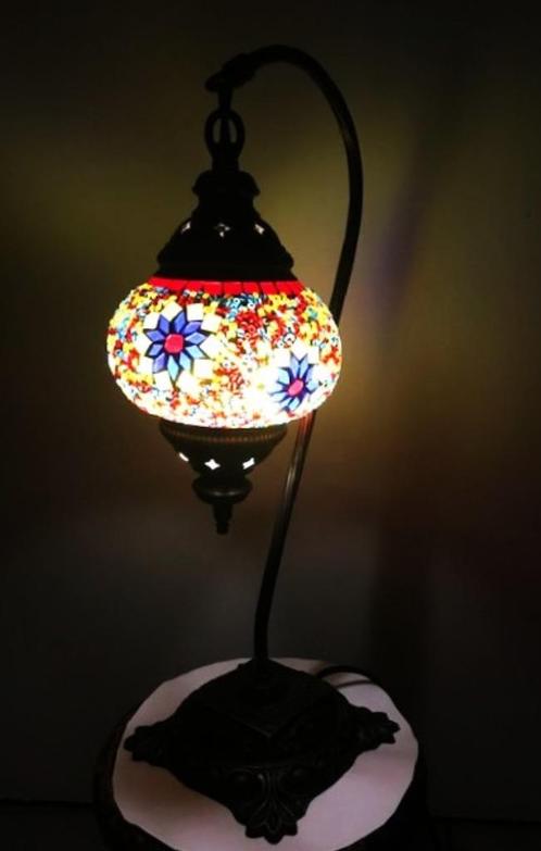 Tafellamp met mozaïek kap, Antiek en Kunst, Antiek | Verlichting, Ophalen of Verzenden