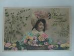 carte postale ancienne Ces fleurs pour vous plaire fille fle, Affranchie, Enfants, Envoi, Avant 1920