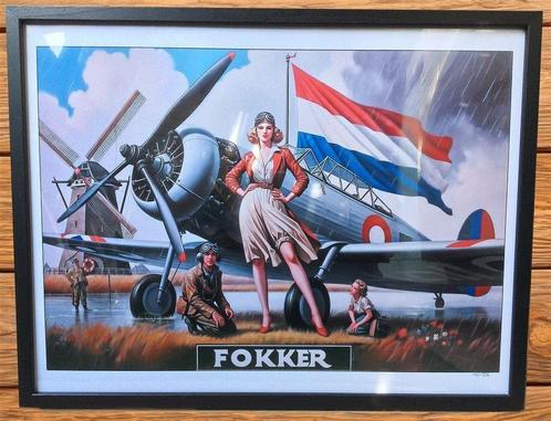 Unieke FOKKER vliegtuig met pin up poster limited edition, Verzamelen, Film en Tv, Nieuw, Poster, Verzenden