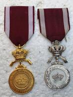 Medailles, Zilveren + Gouden Medailles vn Kroonorde, Als LOT, Ophalen of Verzenden, Landmacht, Lintje, Medaille of Wings