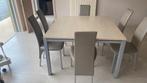 Keukentafel en 6 stoelen, Huis en Inrichting, Tafels | Eettafels, Ophalen, Aluminium onderstel kleur grijs., Zo goed als nieuw