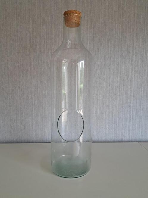 Glazen fles voor planten met kurk en opening, Huis en Inrichting, Kamerplanten, Overige soorten, Minder dan 100 cm, Ophalen of Verzenden