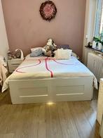 Lit IKEA blanc marqué Brimnes avec 4 tiroirs de rangement, Huis en Inrichting, Slaapkamer | Bedden, Ophalen, Overige materialen
