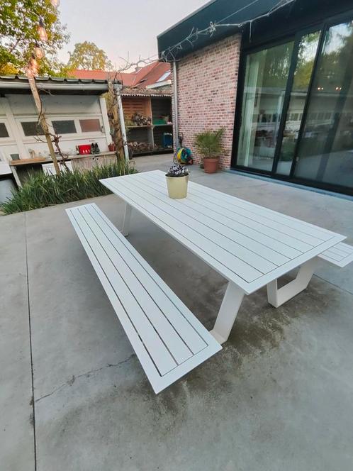 Witte terrastafel picknick, Tuin en Terras, Picknicktafels, Gebruikt, Ophalen