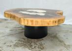 Meesterwerk van de Natuur- Unieke Walnoot & Epoxy Salontafel, Ophalen, 50 tot 100 cm, Kunststof, Rustiek